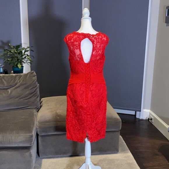 Women’s Red Dress with Corset Back and Matching Chiffon Jacket Size M - Picture 9 of 12